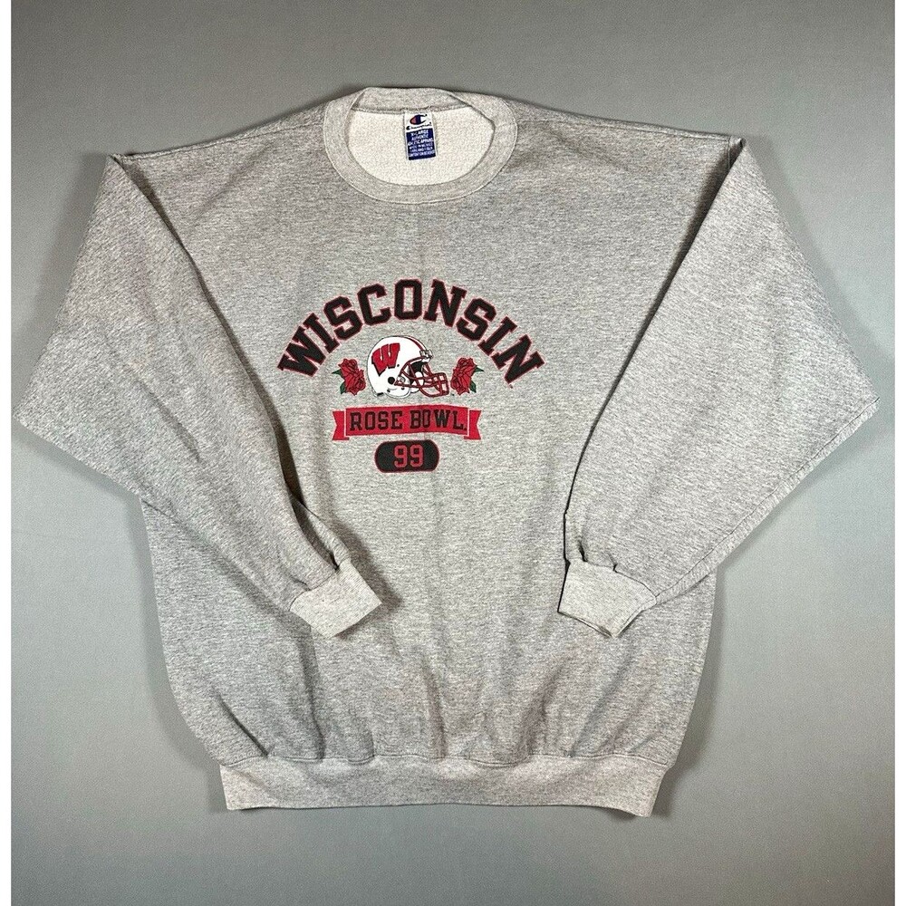 Vintage Champion Wisconsin Badgers Rose Bowl 99 Sweatshirt XL Gray NCAA 1999